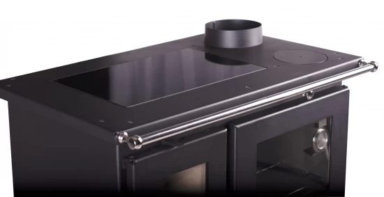 EEK A+ Premium-Holzherd, Beistellherd CS INOX Rechts (Cerankochfeld + Edelstahlbackfach) -7,7 KW – Bild 4