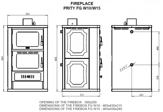EEK A Wasserführender Kaminofen Mit Backfach Prity FGW15, Creme - 19,8 KW – Bild 2