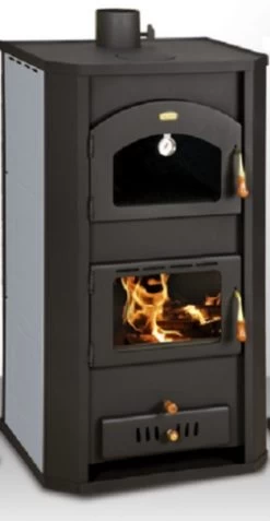 EEK A Wasserführender Kaminofen Mit Backfach Prity FGW20, Graphit - 23,8 KW + BIMSCHV II