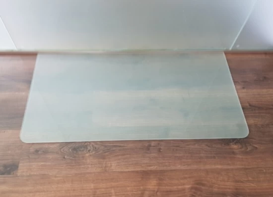 Saisonplatte Rechteck *Frosty* 100x50cm Abgerundet - Kamin-Vorlegeplatte Milchglas Funkenschutzplatte Kaminbodenplatte Glasplatte