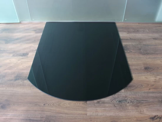 Segmentbogen 100x100cm Glas Schwarz - Funkenschutzplatte Kaminbodenplatte Glasplatte