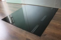 Rechteck 120x130cm Glas Schwarz - Funkenschutzplatte Kaminbodenplatte Glasplatte Ofenunterlage
