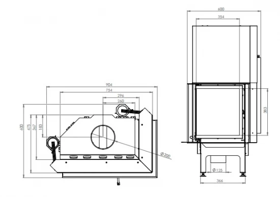 EEK A+ - Eck-Kamineinsatz HITZE Albero AL14RG.H DECO Mit Schiebetür, Seitenglas Rechts -14kW – Bild 7