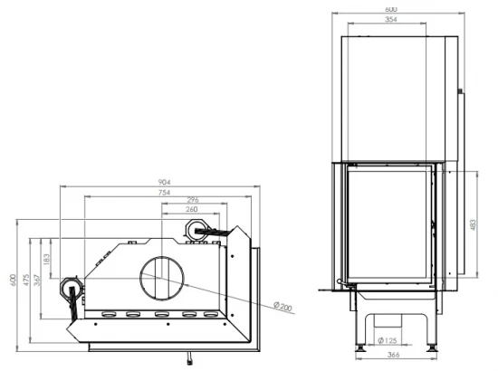 EEK A+ - Eck-Kamineinsatz HITZE Albero AL16RG.H DECO Mit Schiebetür, Seitenglas Rechts -16kW – Bild 7
