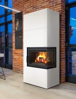 *EEK A - Eck-Kaminbausatz Kratki SIMPLE 8 BOX Rechts BS - Weiß - 8kW + BIMSCHV II