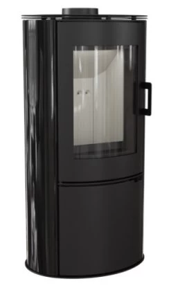 *EEK A - Kaminofen Kratki KOZA AB S Mit Schwarzen Kacheln Und Holzfach - 8 KW