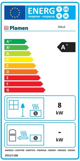 EEK A+ Design-Gusskaminofen Plamen Gala Schwarz, Raumluftunabhängig - 8kW – Bild 2