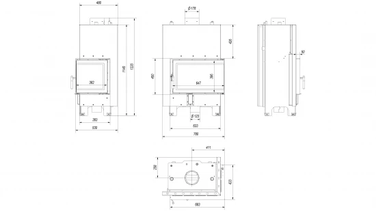 *EEK A+ - Eck-Wasserführender Kamineinsatz Kratki MBM 10 PW Mit Seitenglas Rechts - 12 KW – Bild 2