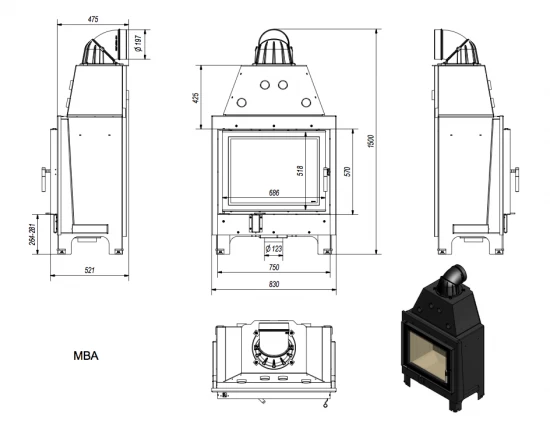 *EEK A - Kamineinsatz Kratki MBA 17 Mit 17 KW – Bild 3