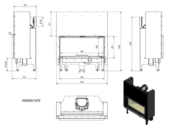 *EEK A - Kamineinsatz Kratki Nadia 14 Mit Schiebetür - 14 KW – Bild 4