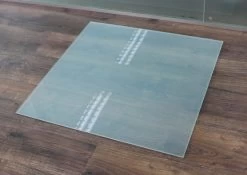 Quadrat *Frosty* 80x80cm - Funkenschutzplatte Milchglas Kaminbodenplatte Glasplatte