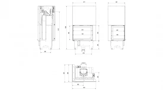 *EEK A+ ECK-Kamineinsatz Kratki VNL/700/480 Links Mit Schiebetür - 12 KW – Bild 4