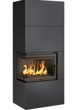 *EEK A - Eck-Kaminbausatz Kratki SIMPLE 8 BOX Links BS - Schwarz - 8kW + BIMSCHV II