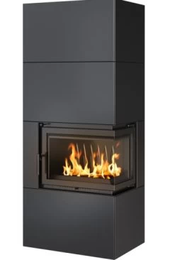 *EEK A - Eck-Kaminbausatz Kratki SIMPLE 8 BOX Rechts BS - Schwarz - 8kW + BIMSCHV II