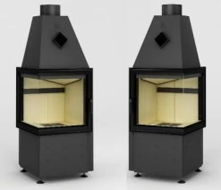 EEK A+ Eck-Kamineinsatz HAJDUK SMART 2LT/2PT Rahmenlos Türhöhe 51cm - 7,5 KW