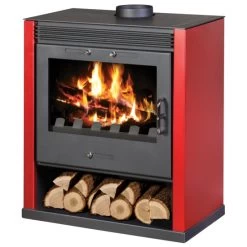 EEK A Kaminofen Victoria Rubin Rot Mit XXL-Sichtscheibe – 13kW