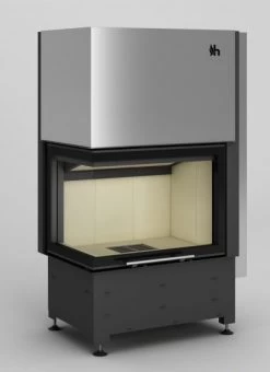 EEK A+ Wasserf. Eck-Kamineinsatz HAJDUK VOLCANO WLT H 12 Schiebetür, Rahmenlos, Linke Seitenscheibe