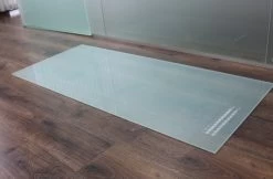 Saisonplatte Rechteck *Frosty* 100x55cm - Kamin-Vorlegeplatte Milchglas Funkenschutzplatte Kaminbodenplatte Glasplatte