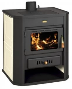 EEK A: Wasserführender Kaminofen Prity WD W15, Weiß - 22kW + Herdplatte + BIMSCHV II