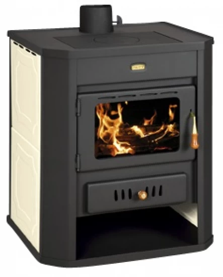 EEK A: Wasserführender Kaminofen Prity WD W15, Weiß - 22kW + Herdplatte + BIMSCHV II